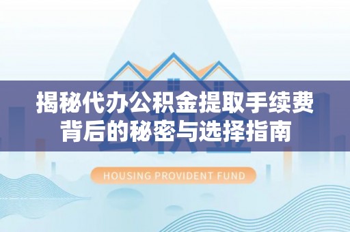 云林揭秘代办公积金提取手续费背后的秘密与选择指南